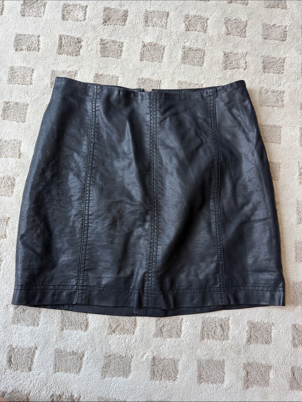 Free People Classic Black Leather Mini Skirt - Women's Stylish A-Line